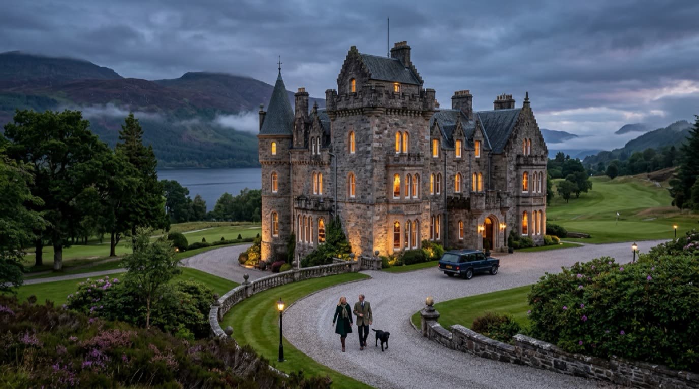 The Highland Sovereign Scottish baronial castle hotel by the loch